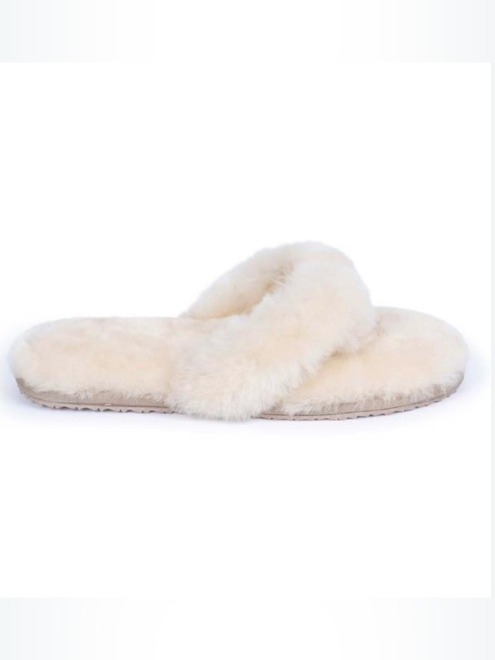 House of Bruar Plush Cream Post Toe Mule Slippers - Ladies